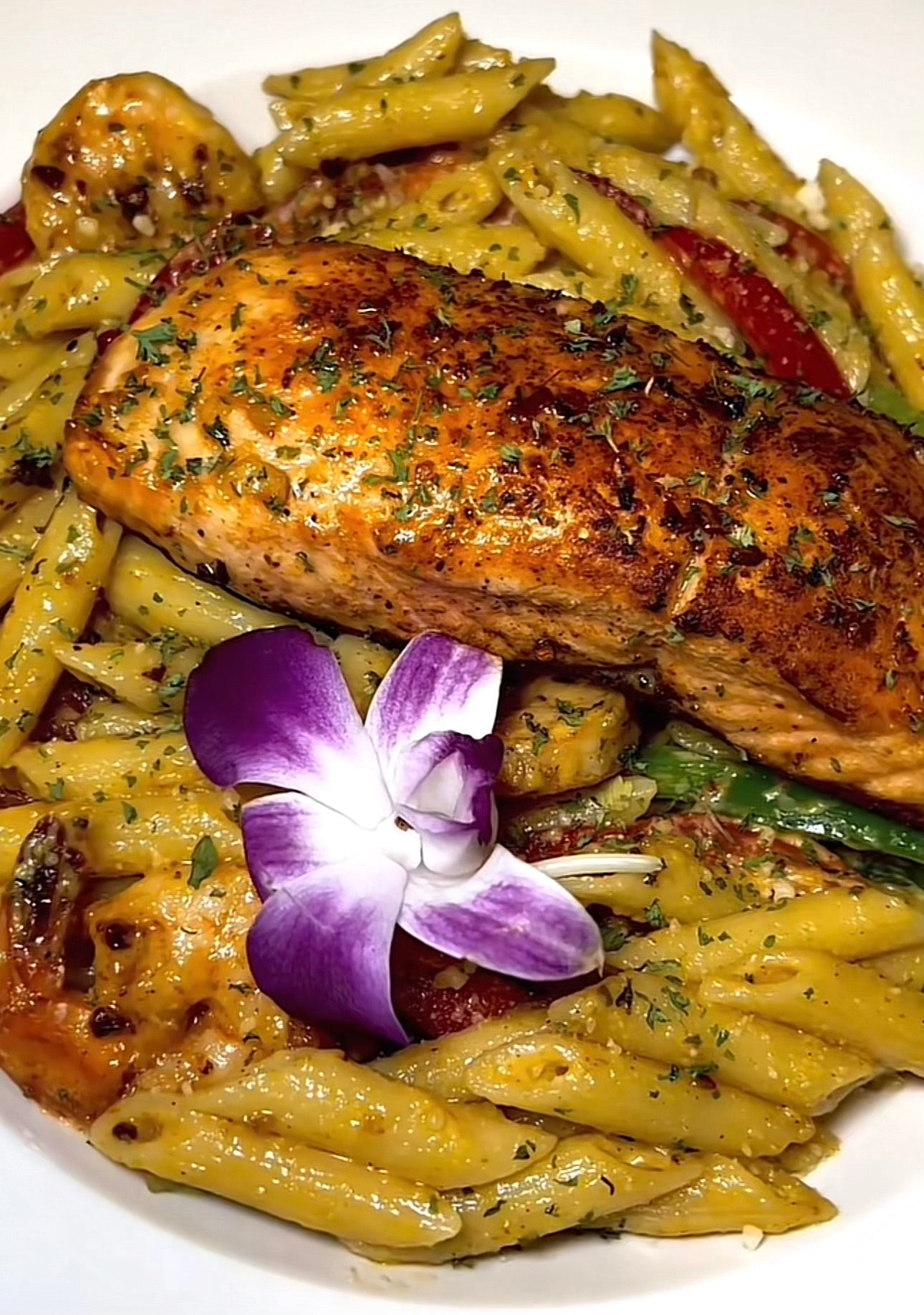 Jerk Salmon Rasta Pasta